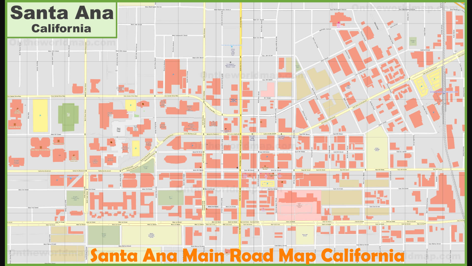 Santa Ana Main Road Map California